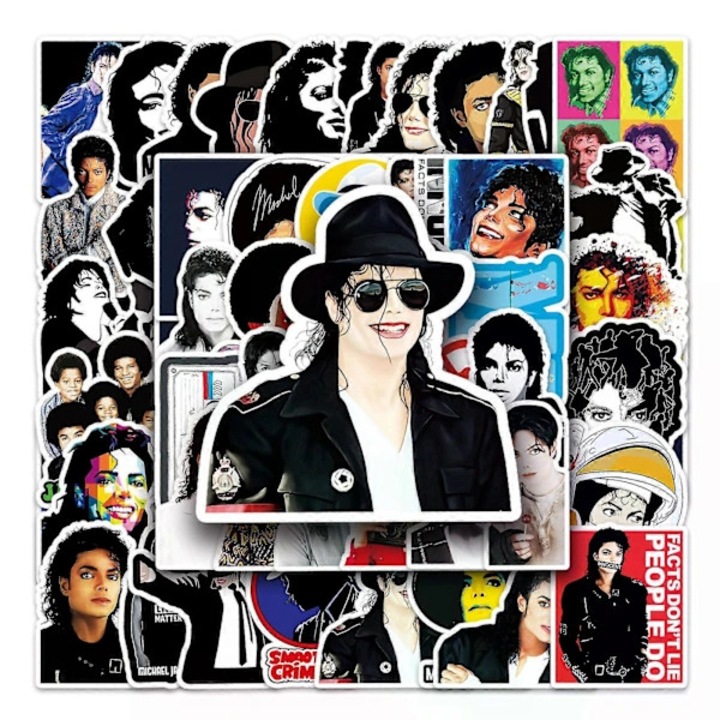 Szett 50 db Michael Jackson matrica, többszínű, 4x6cm, vízálló, eltávolítható