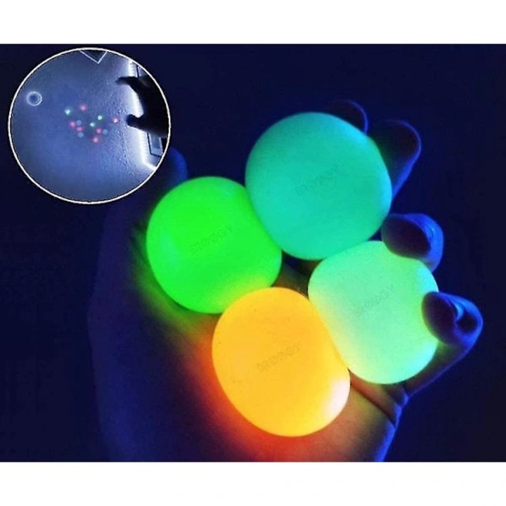 Set 4 bile lipicioase fosforescente, 4.5 cm, multicolor