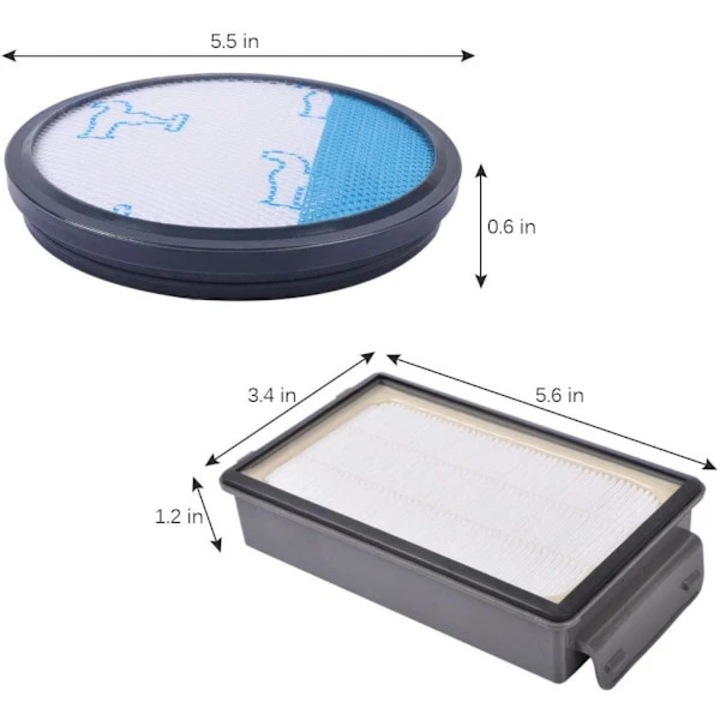 Filtre compatibile ZR005901 pentru aspirator Rowenta, Moulinex, Tefal Compact Power Cyclonic, HEPA si spuma, reduc praf si alergeni, Alb/Gri, Set 4 bucati