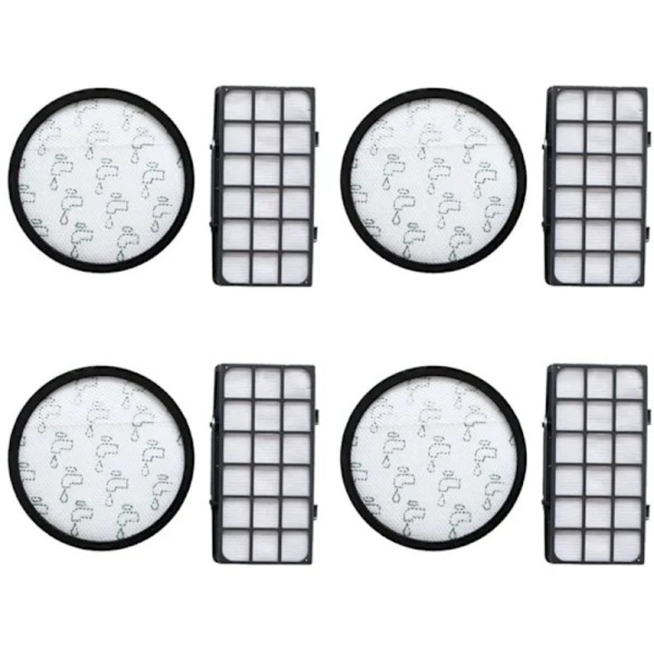 Set 8 filtre HEPA rotunde si patrate, negru alb, plastic