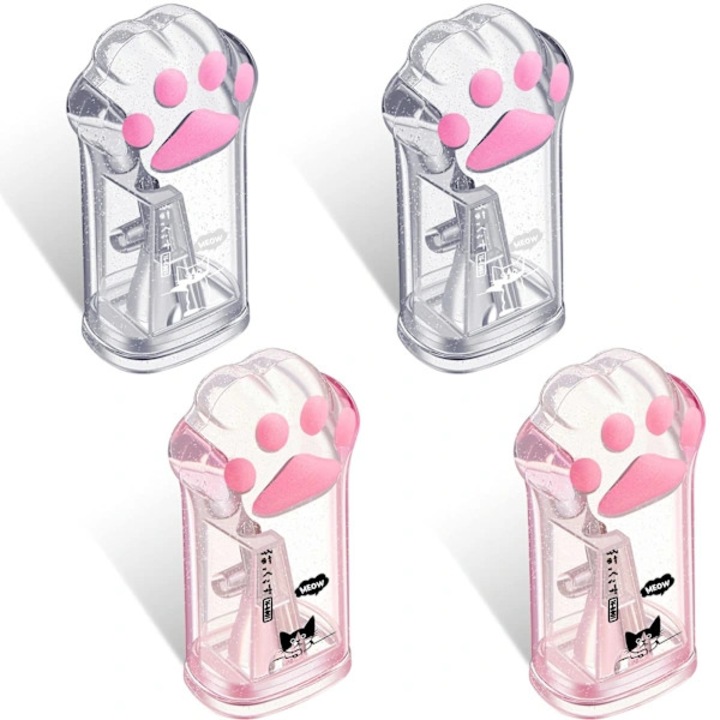 Ascutitoare creion set 4 piese, roz si gri, 2.5x5.5cm, cu recipient