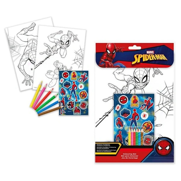 Carte de colorat Spiderman set cu creioane colorate si abtibilduri