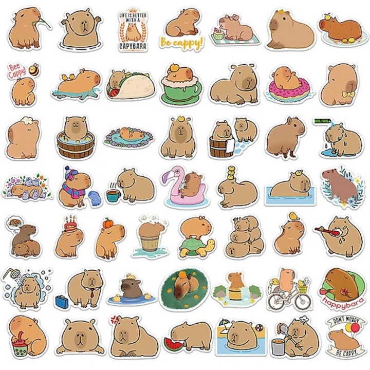 50 db Capybara matrica szett, PVC öntapadós, többszínű, 3x6cm