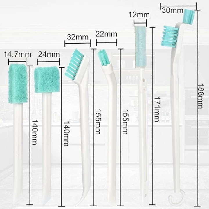 Set 8 perii mici curatare spatii inguste, unghi 90°, multicolor, dimensiuni variate