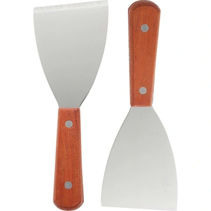 Set 2 spatule pentru gratar, inox si lemn, 20.2x7.5x1.5cm, maro