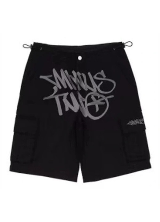 Pantaloni sport barbati, imprimeu cu litere, talie inalta, snur, negru/gri, poliester, L INTL