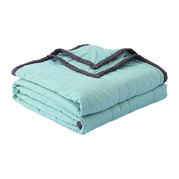 Patura de vara dublu fata, racoritoare, bumbac-spandex, albastru deschis-gri, 150x200cm