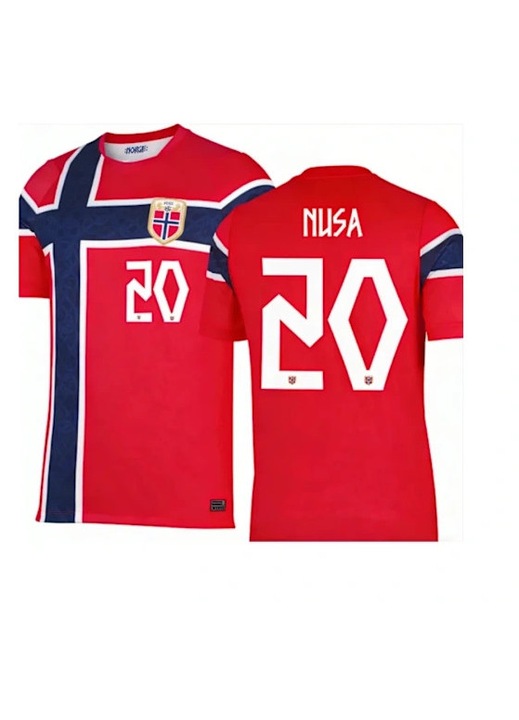 Tricou sport, Echipa Nationala de Fotbal a Norvegiei, Cupa Mondiala 2026, decolteu rotund, poliester, 160 CM