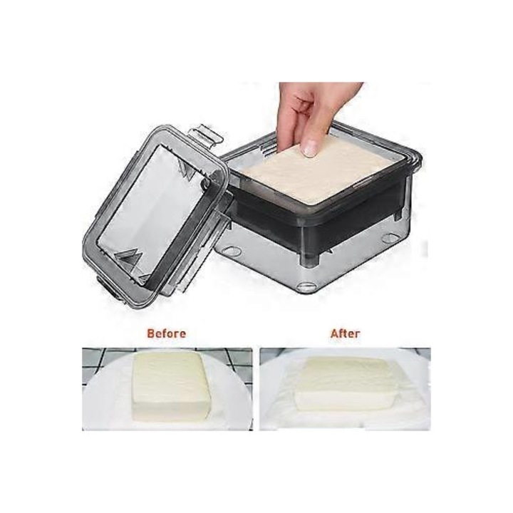 Presa tofu, kit complet, plastic, gri, 14oz-16oz