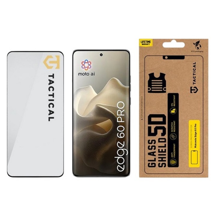 Tactical glass shield 5d képernyővédő üveg, 5d, 0.33mm, 9h, fekete, kompatibilis: Motorola Edge 60 5G / Edge 60 Pro 5G / Edge 60 Fusion 5G