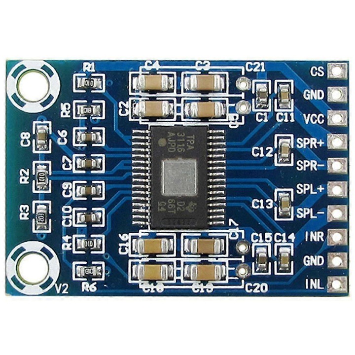 Kettős audio erősítő panel 50W 12-24V kék 37.2x25.6x1.5mm