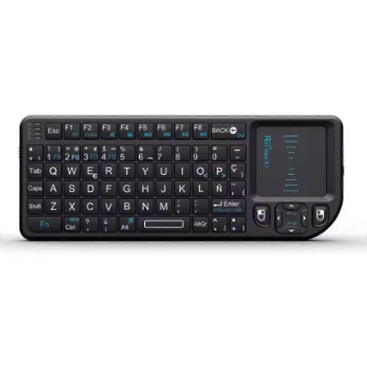 Tastatura wireless cu touchpad si air mouse, negru, compacta