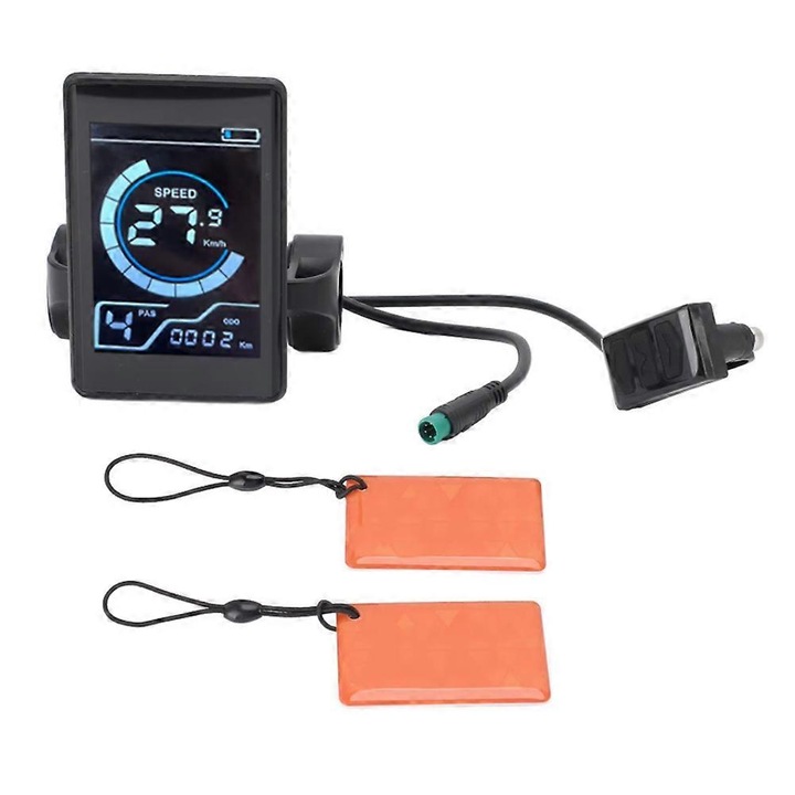Vízálló LCD vezérlőpanel elektromos kerékpárokhoz és rollerekhez, fekete, 5 tűs, 2 db NFC kártyával