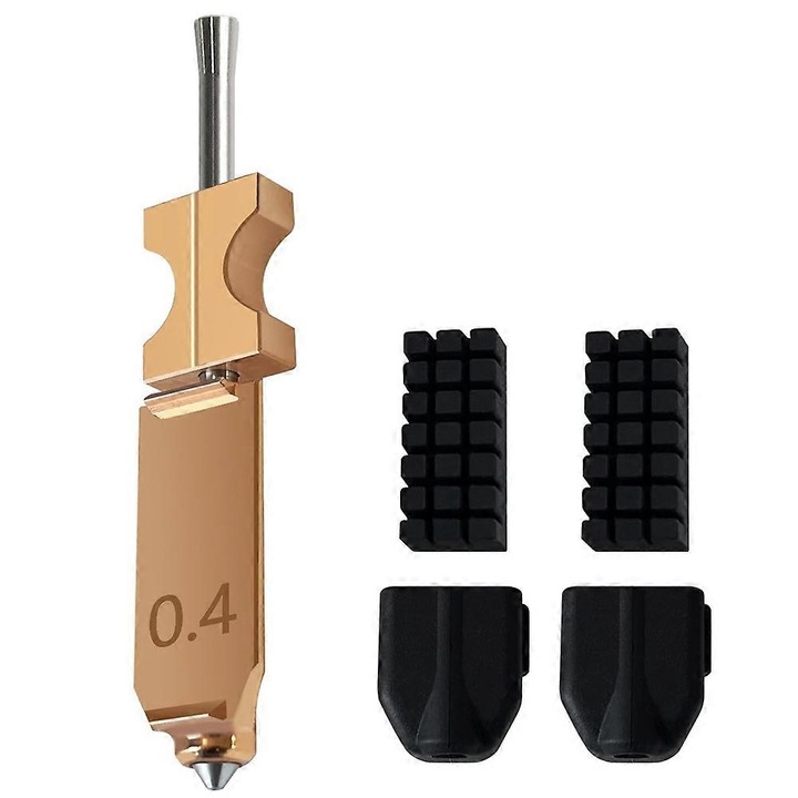 3D nyomtató extruder fej 0.4mm fém, 2 szilikon tokkal és 2 kefével, többszínű