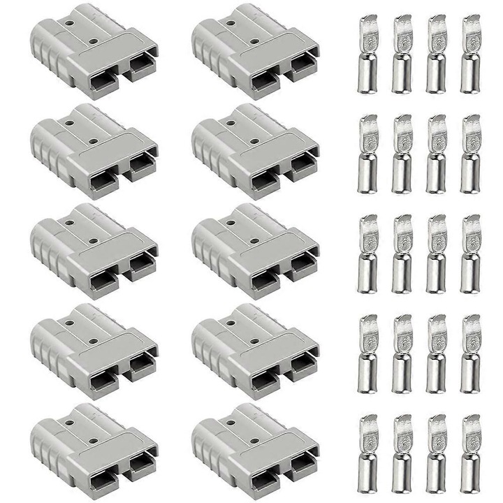 Set 10 conectori rapizi baterie 50A, gri, 10x2x2cm
