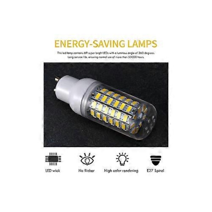 Bec LED GU10 10W 69 LED fehér 9.2x3cm