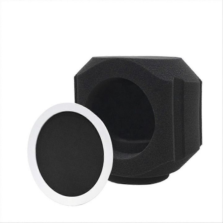Filtru microfon spuma, izolare zgomot, negru, 15x15x5cm