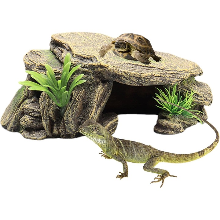 Adapost reptile si testoase, rasina, maro, 30x20x15cm
