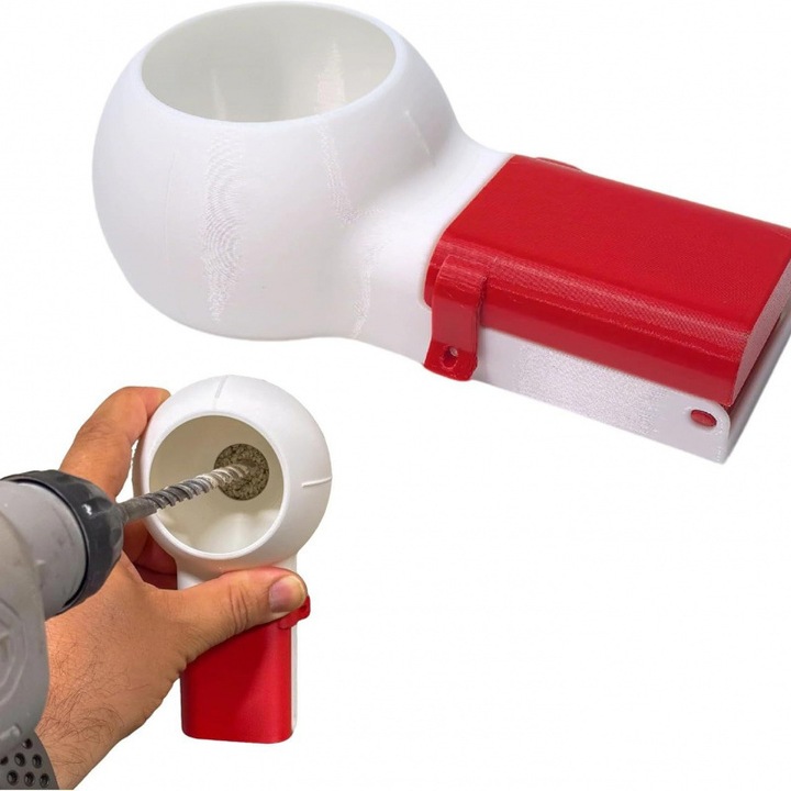 Colector praf pentru bormasina, plastic, rosu alb, 160x40mm