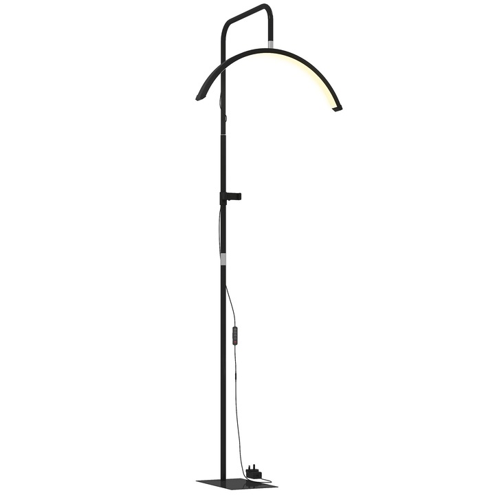 Floor Lamp, HOMCOM, Acciaio, plastica,77.5 x 20.5 x 186 cm, Nero