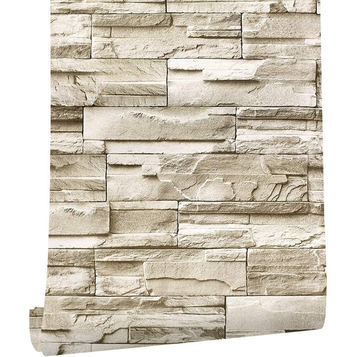 Tapet autocolant efect caramida 44x1000cm impermeabil PVC vinil decorativ detasabil