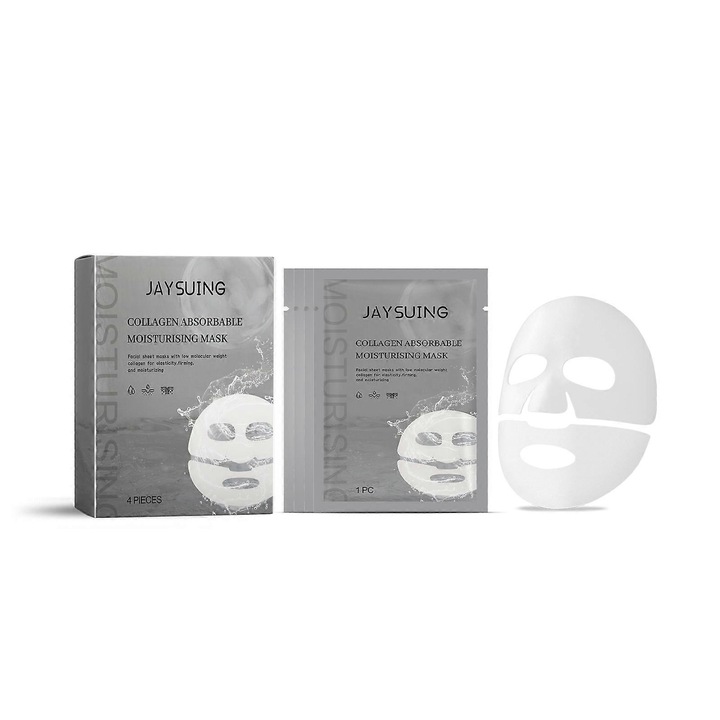 Masca colagen Jaysuing, set 3 bucati, cu acid hialuronic, pentru ten, 15-20 min
