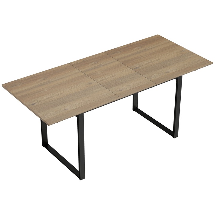Masa extensibila pentru dining, HOMCOM, MDF, otel, 180cm x 80cm x 75cm, Culoare Lemn