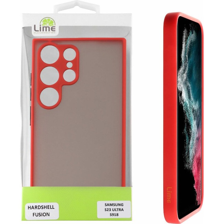 Husa telefon Lime Hardshell Fusion rosu negru 6.8 inch protectie camera completa