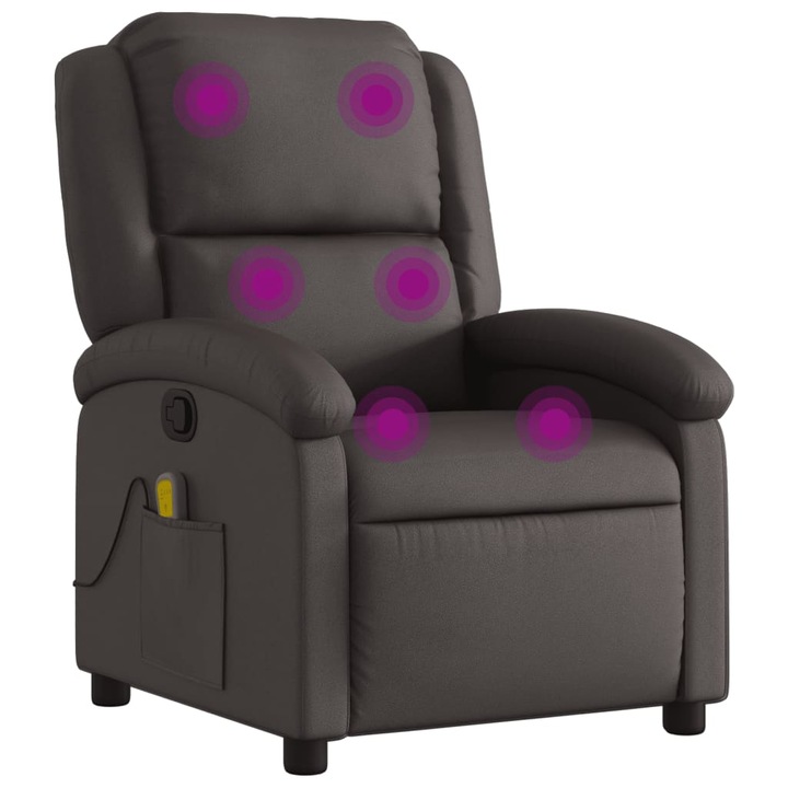 vidaXL sötétbarna valódi bőr masszázsfotel 3205925