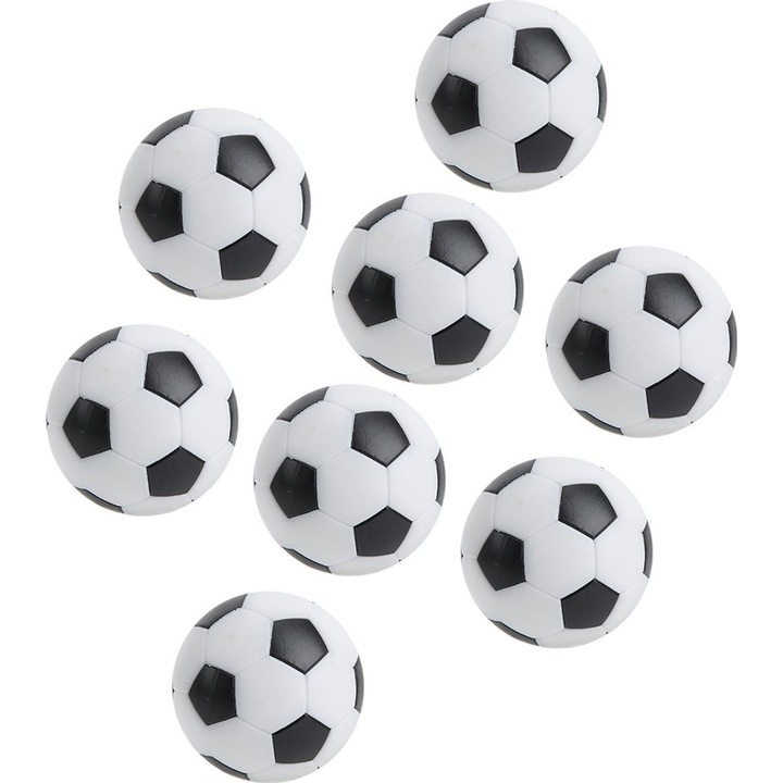 Mingi mini fotbal de masa, set 8 buc, rezistente, alb-negru, 3.2cm