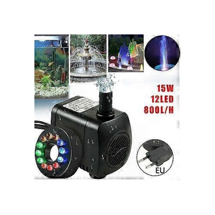 Помпа за вода 800л/ч с многоцветен LED 7.2x5.4x6.3см комплект