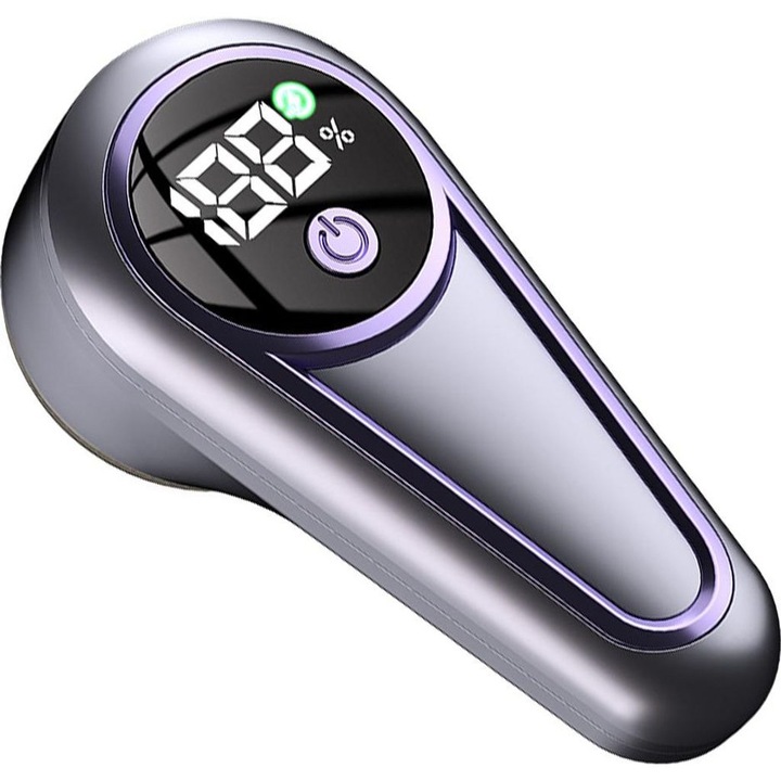 Aparat de curatat scame electric, 6 lame inox, functie vacuum, afisaj LED, portabil, gri