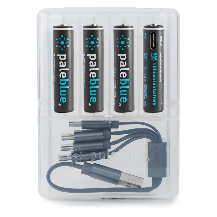 Paleblue PB-AAA-C 4xAAA 600mAh USB-C újratölthető mikro ceruza akkumulátor + töltőkábel