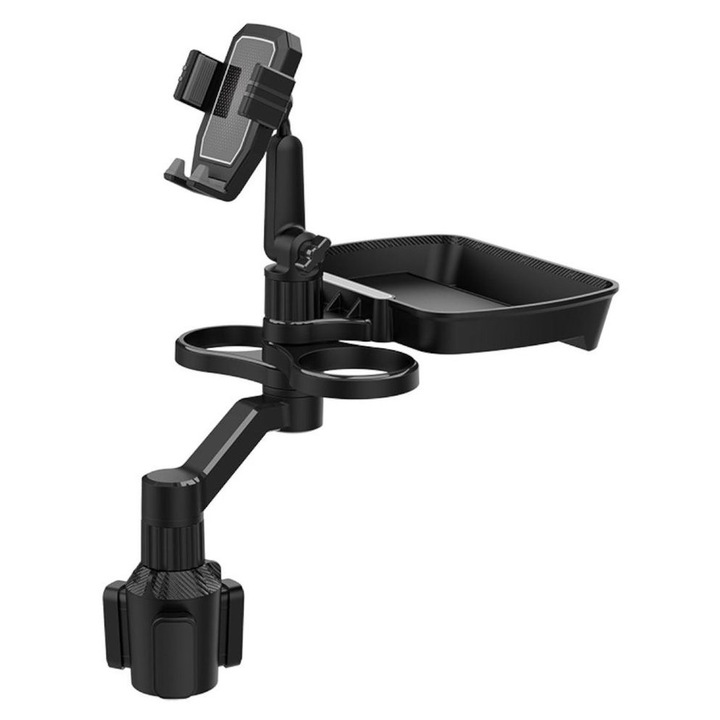 Suport auto multifunctional masa si pahar rotativ 360 grade negru