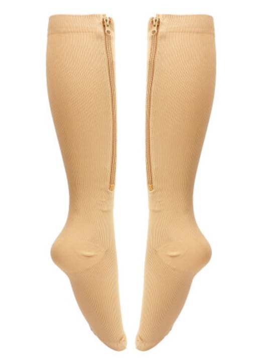 Unisex kompressziós zokni cipzárral, 15-20 mmHg, testszínű, 15-20cm, S/M