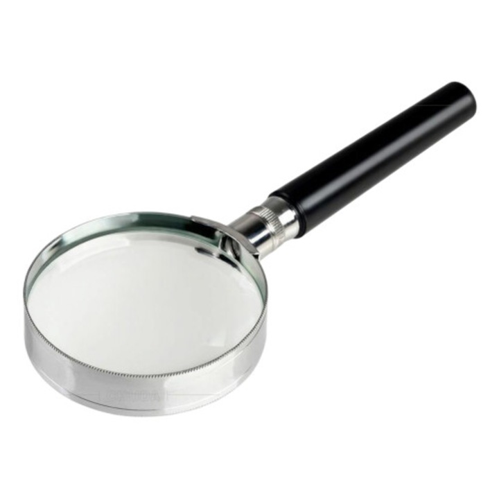 Nagyító polírozott optikai lencsével és ergonomikus fogantyúval, antik dizájn, átlátszó, 15x7cm