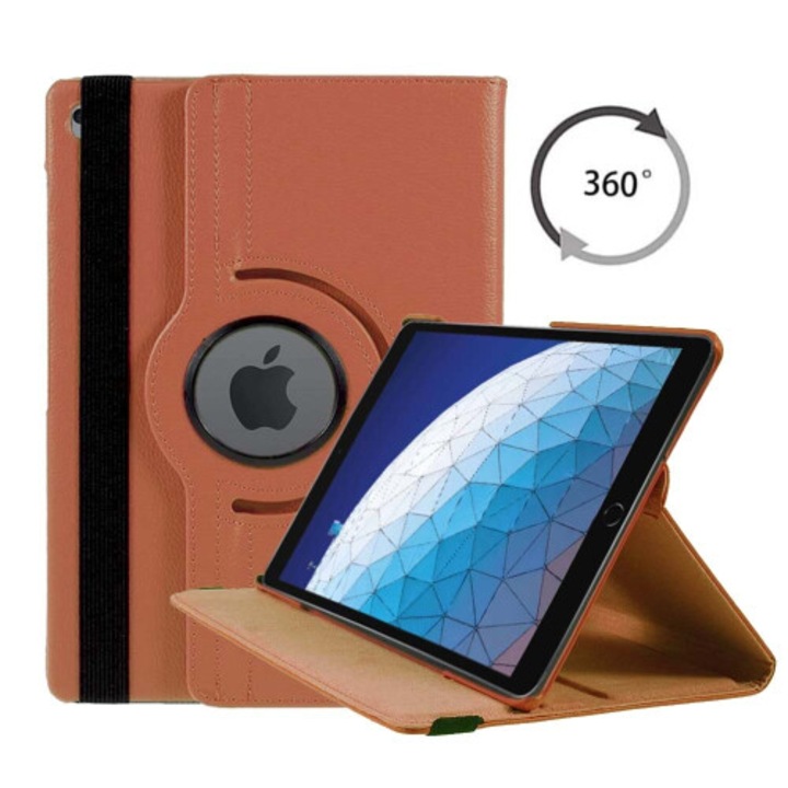 360 fokban forgatható PU bőr tablet tok, rózsaarany, 10.2in 2020