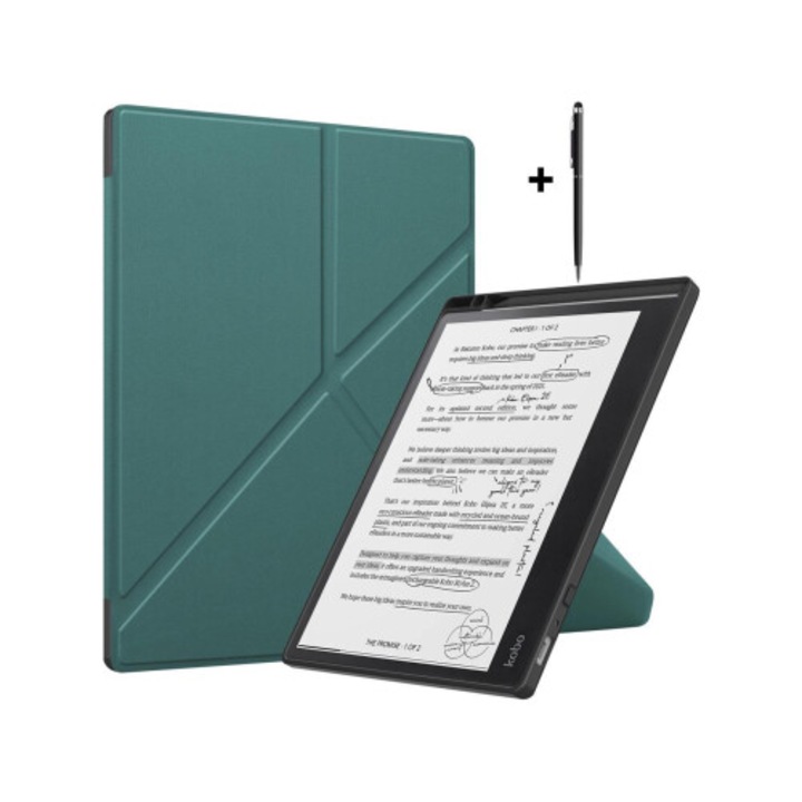 Тънък калъф от първокласна кожа за Kobo Elipsa 2E 10.3 инча 2023 с държач за стилус, черен