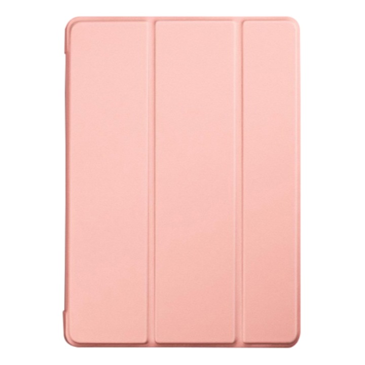 PU bőr trifold tablet tok, dupla védelem, rózsaarany, 10.1 inch