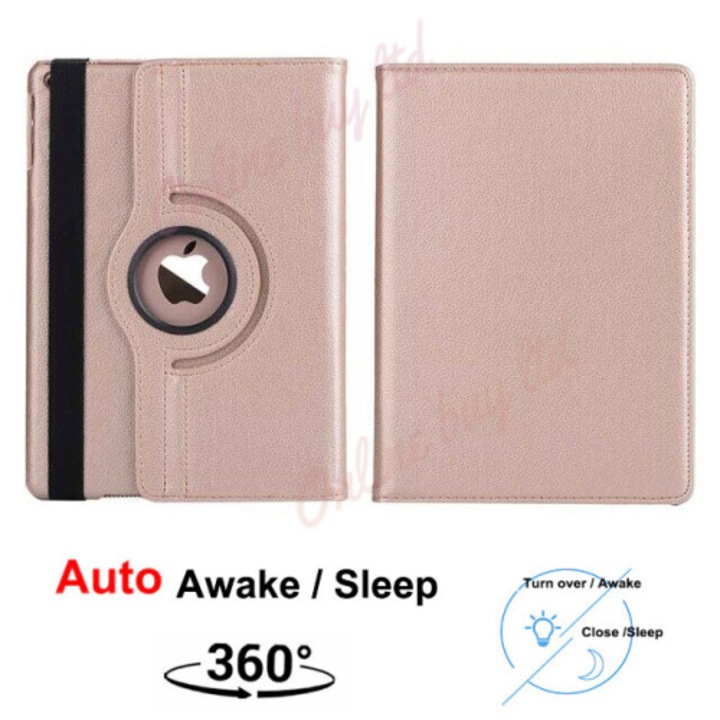 360 fokban forgatható bőr tablet tok, arany, 10.2 inch, 7. generáció