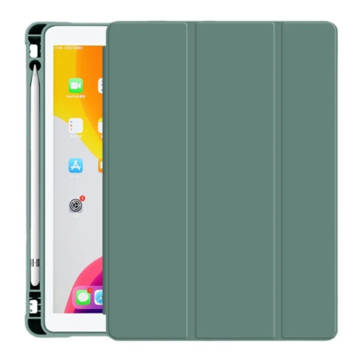 Husa tableta dual-layer protectie, verde inchis, 10.2x9.7x11 inch