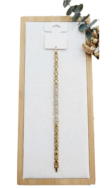 14K aranyozott női lánc szintetikus kövekkel kirakott gyűrűkkel, elegáns, díszdoboz, Casa Shop