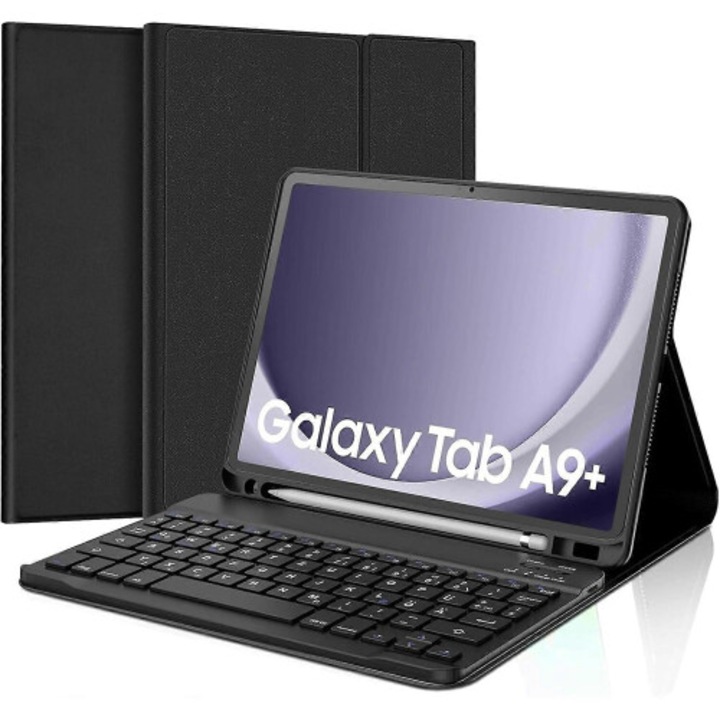 Безжична Bluetooth магнитна клавиатура за таблет, черна, за Galaxy Tab A9 Plus