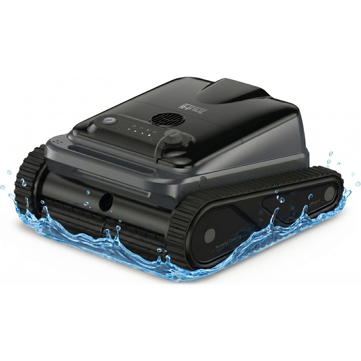 iHunt BRO Robo Pool SUPREME medencetisztító robot, Vezeték nélküli, 110W teljesítmény, 7800mAh akkumulátor, 3 motoros rendszer, Padló, falak és vízvonal tisztítása, Intelligens navigáció, 180µm szűrés, Fehér/Fekete