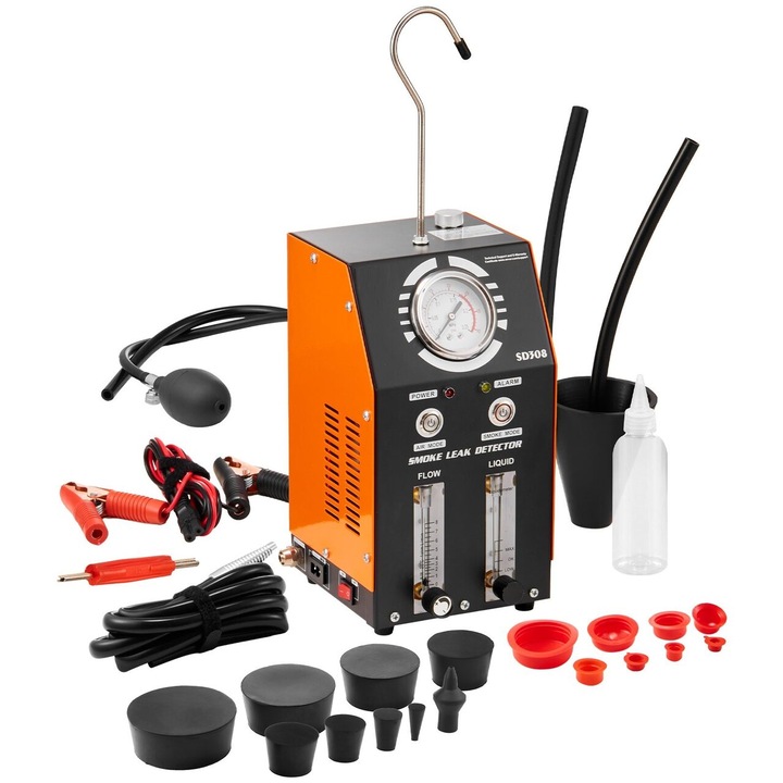 Detector de scurgeri de fum, pompa de aer incorporata, diagnosticare in vid cu 2 moduri, 8 l/min, debitmetru