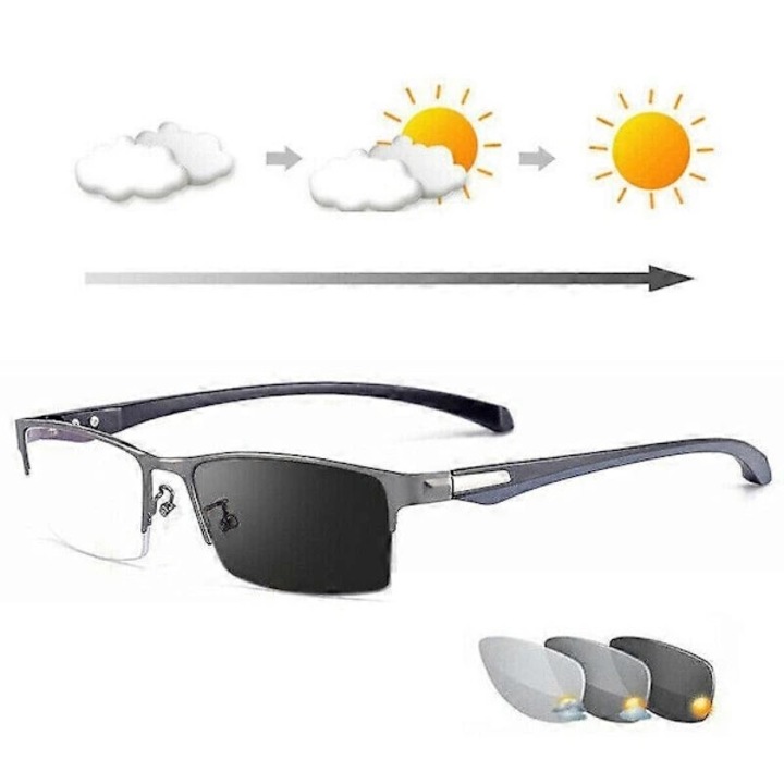 Ochelari de citit multifocali progresivi, anti-lumina albastra, titan, gunmetal, 3.00 dioptrii