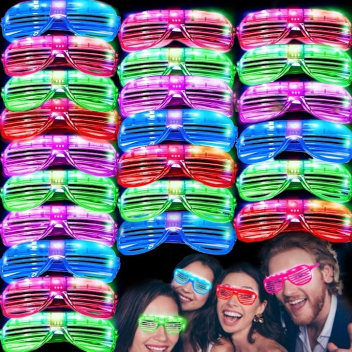Set 10 ochelari LED petrecere multicolor, plastic PC, reutilizabili