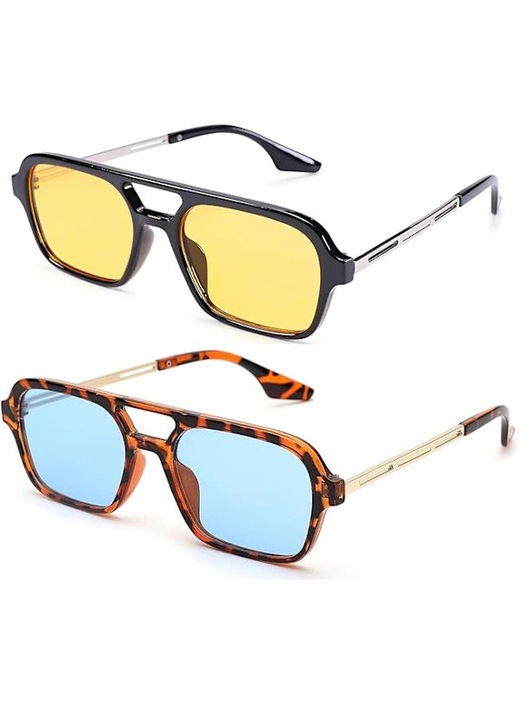 Ochelari de soare pilot vintage 70s, metal, UV400, unisex, 14x5.2cm