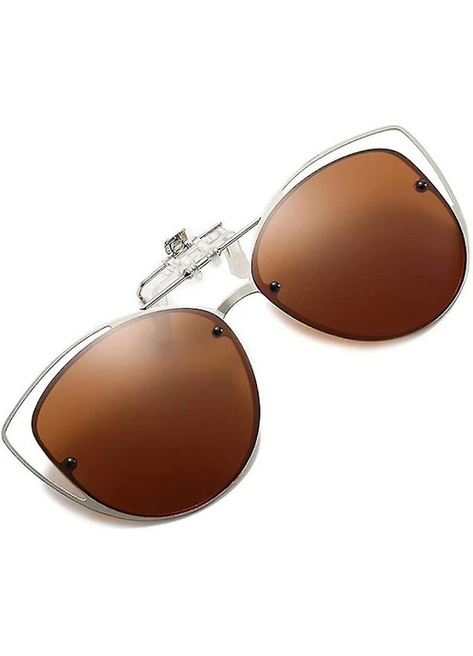 Ochelari de soare dama clip-on polarizati flip-up cat eye negri 57x50x18mm