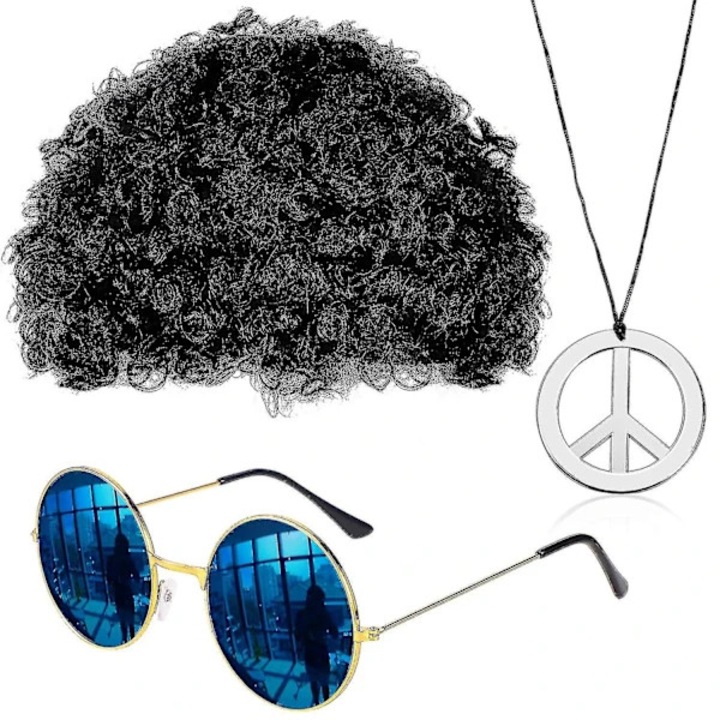 Set accesoriu petrecere afro colier ochelari hip hop multicolor 15.5cm 50cm